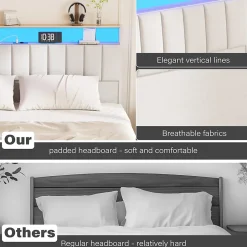 Teeno Cadre de lit, 160 x 200 avec Base en métal, lit 2 Personnes, avec lumières LED et Prises Multiples (1 Prise AC, 2 Ports USB) Online