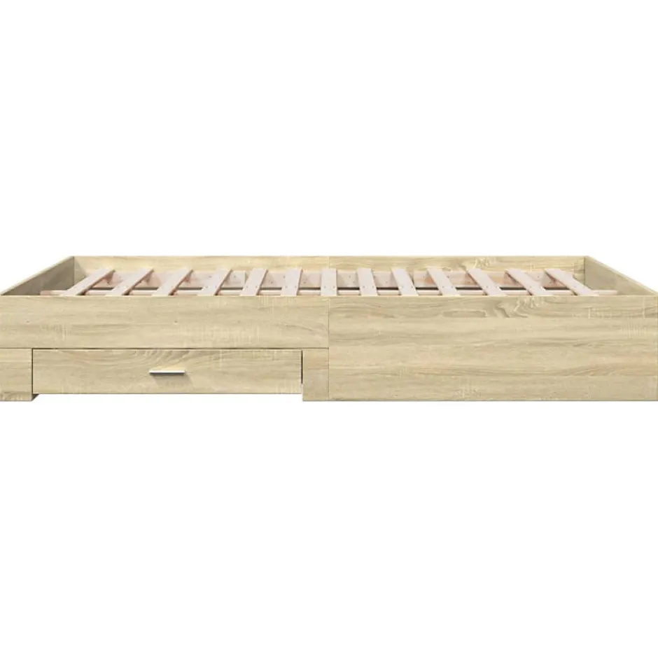 Vidaxl Cadre de lit avec tiroirs sans matelas chêne sonoma 160x200 cm
