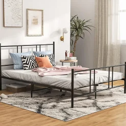 Giantex Cadre de Lit de Plateforme Sommier Lit Double King Size en Métal Rangement sous Lit Haute Tête 101cm Online
