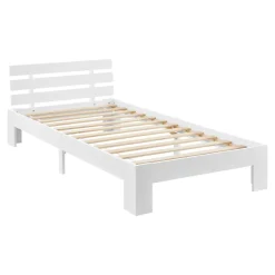 [En.Casa] Cadre de Lit Design 90 x 200 cm Blanc en.casa