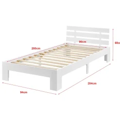 [En.Casa] Cadre de Lit Design 90 x 200 cm Blanc en.casa