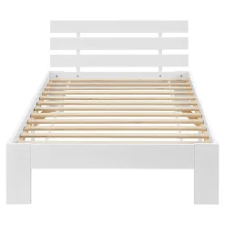 [En.Casa] Cadre de Lit Design 90 x 200 cm Blanc en.casa