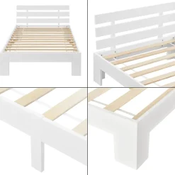 [En.Casa] Cadre de Lit Design 90 x 200 cm Blanc en.casa