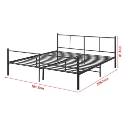 [En.Casa] Cadre de Lit Double en Métal Laos 180 x 200 cm Noir Mat en.casa