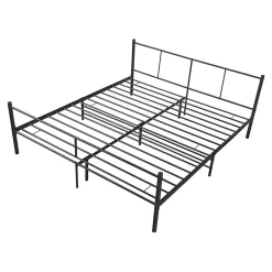 [En.Casa] Cadre de Lit Double en Métal Laos 180 x 200 cm Noir Mat en.casa