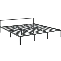 [En.Casa] Cadre de Lit double en Métal Imatra 180 x 200 cm Noir Mat en.casa Discount