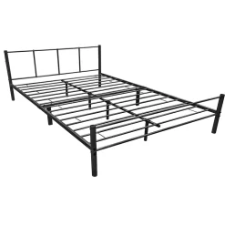 [En.Casa] Cadre de Lit Double en Métal Laos 160 x 200 cm Noir Mat en.casa Outlet