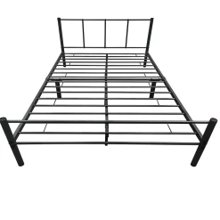 [En.Casa] Cadre de Lit Double en Métal Laos 160 x 200 cm Noir Mat en.casa Outlet