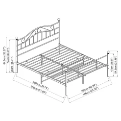 [En.Casa] Cadre de lit double Florenz Acier Revêtu par Poudre 160 x 200 Blanc en.casa