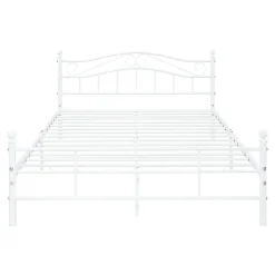 [En.Casa] Cadre de lit double Florenz Acier Revêtu par Poudre 160 x 200 Blanc en.casa