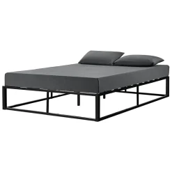 [En.Casa] Cadre de lit double Kreta en Métal 180 x 200 cm Noir en.casa Best