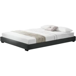 Corium Cadre de Lit Double Masari Rembourré avec Similicuir Noir 200 x 180 cm