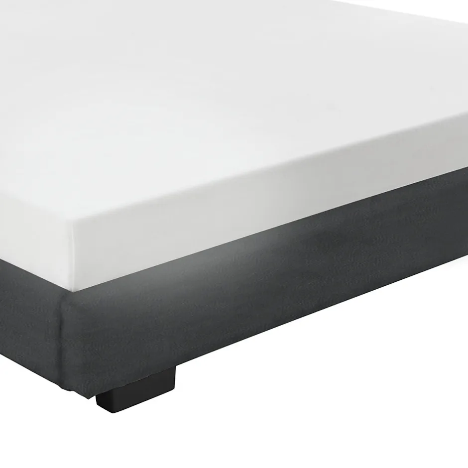 Corium Cadre de Lit Double Masari Rembourré avec Similicuir Noir 200 x 180 cm