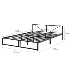 [En.Casa] Cadre de Lit Double Meran en Métal 180 x 200 cm Noir en.casa