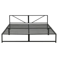 [En.Casa] Cadre de Lit Double Meran en Métal 180 x 200 cm Noir en.casa