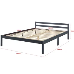 [En.Casa] Cadre de Lit Double Nakkila Pin 140 x 200 cm Gris Foncé en.casa Hot
