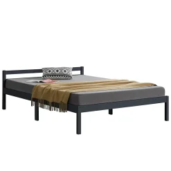 [En.Casa] Cadre de Lit Double Nakkila Pin 140 x 200 cm Gris Foncé en.casa Hot