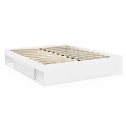 IDMarket Cadre de lit double SALEM avec rangements et sommier 140 x 190 cm blanc