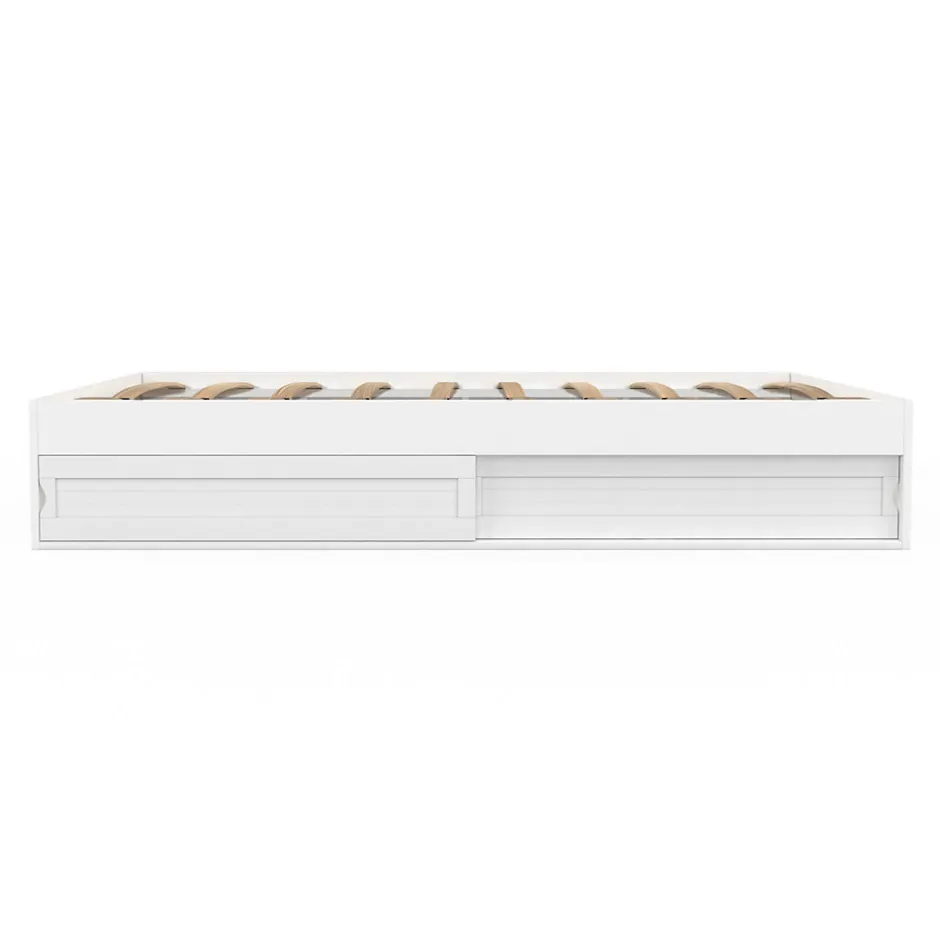 IDMarket Cadre de lit double SALEM avec rangements et sommier 140 x 190 cm blanc
