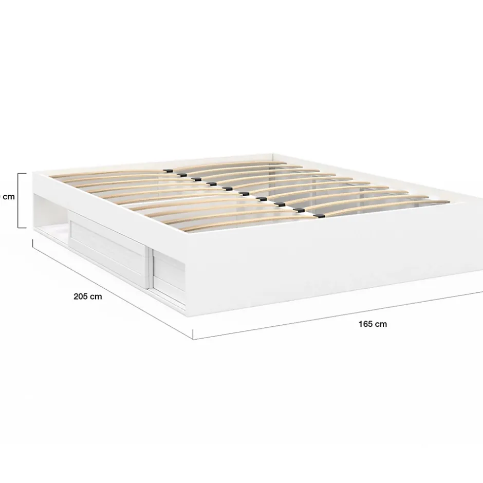 IDMarket Cadre de lit double SALEM avec rangements et sommier 160 x 200 cm blanc New