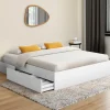 IDMarket Cadre de lit double TOMI 4 tiroirs avec sommier 140 x 190 cm blanc Hot