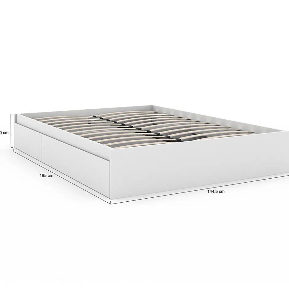 IDMarket Cadre de lit double TOMI 4 tiroirs avec sommier 140 x 190 cm blanc Hot