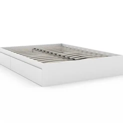 IDMarket Cadre de lit double TOMI 4 tiroirs avec sommier 140 x 190 cm blanc Hot