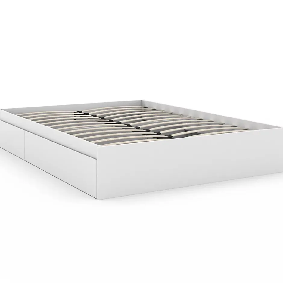 IDMarket Cadre de lit double TOMI 4 tiroirs avec sommier 140 x 190 cm blanc Hot