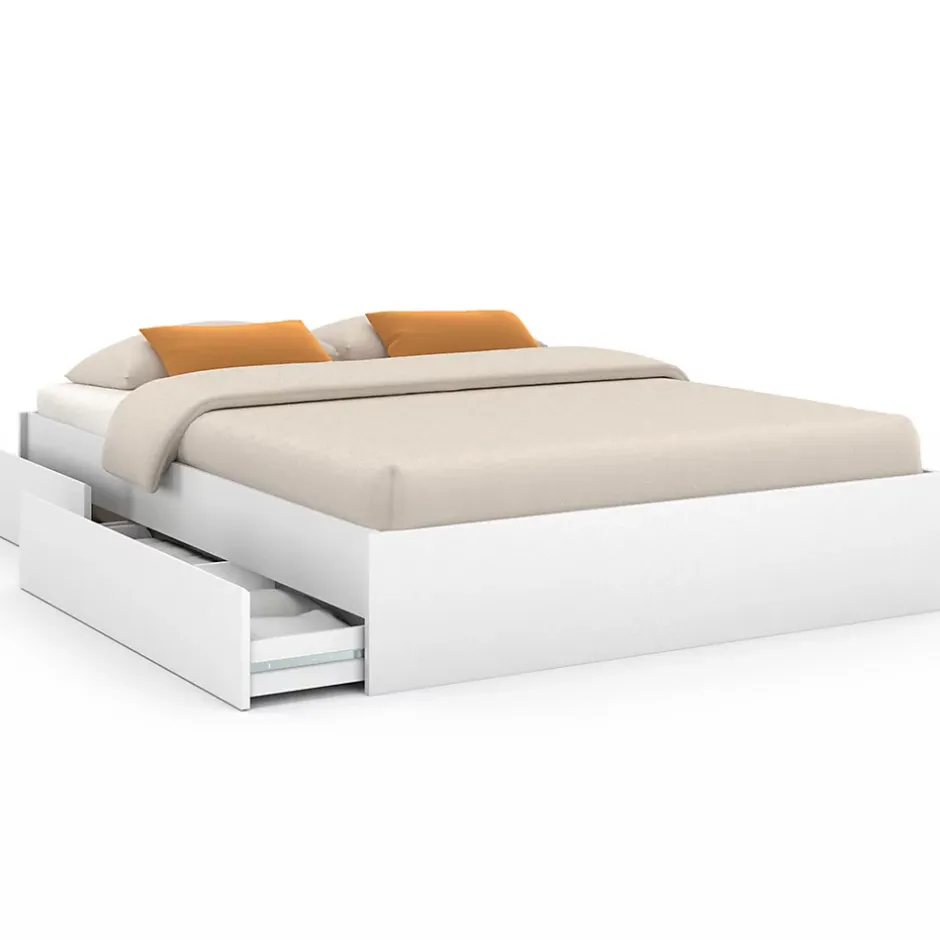 IDMarket Cadre de lit double TOMI 4 tiroirs avec sommier 140 x 190 cm blanc Hot
