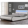 Corium Cadre de lit double Valencia à LED 180x200cm cuir synthétique avec sommier à lattes blanc