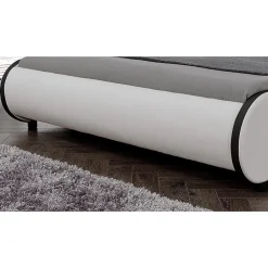 Corium Cadre de lit double Valencia à LED 180x200cm cuir synthétique avec sommier à lattes blanc