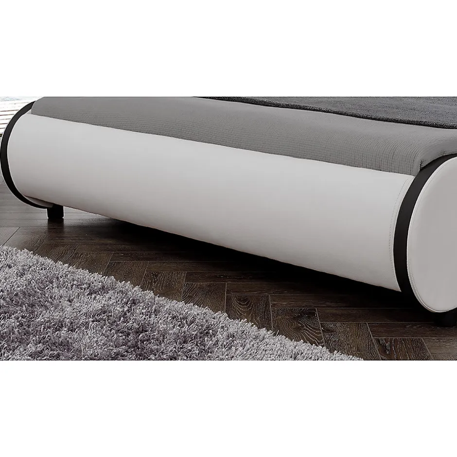 Corium Cadre de lit double Valencia à LED 180x200cm cuir synthétique avec sommier à lattes blanc