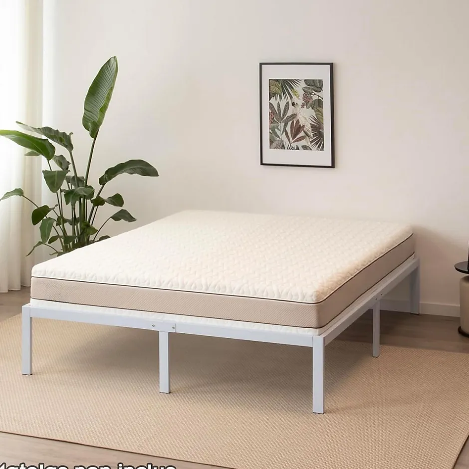 Monmobilierdesign Cadre De Lit En Acier Avec Espace De Rangement - Montage Facile - 180x200 Cm Blanc
