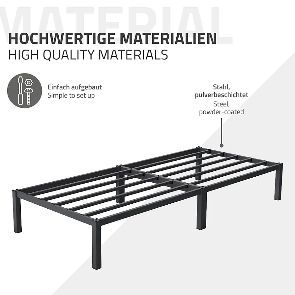Ml-Design Cadre de lit en acier pour chambre à coucher + sommier à lattes matelas 90x200cm Outlet