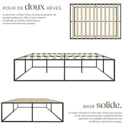 Tectake Cadre de lit en acier sommier à lattes en bois de peuplier 200x140cm New