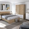 Pegane Cadre de lit en bois coloris chêne nordique - hauteur 39 x longueur 166 x profondeur 206 cm / couchage 160 x 200 cm Outlet