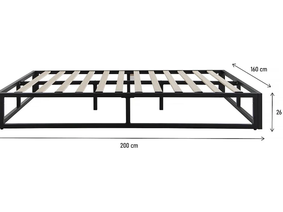 Habitat Et Jardin Cadre de lit en métal 160 x 200 cm - Noir