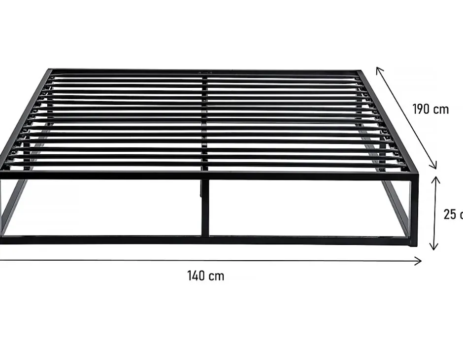Habitat Et Jardin Cadre de lit en métal 140 x 190 - Noir Clearance