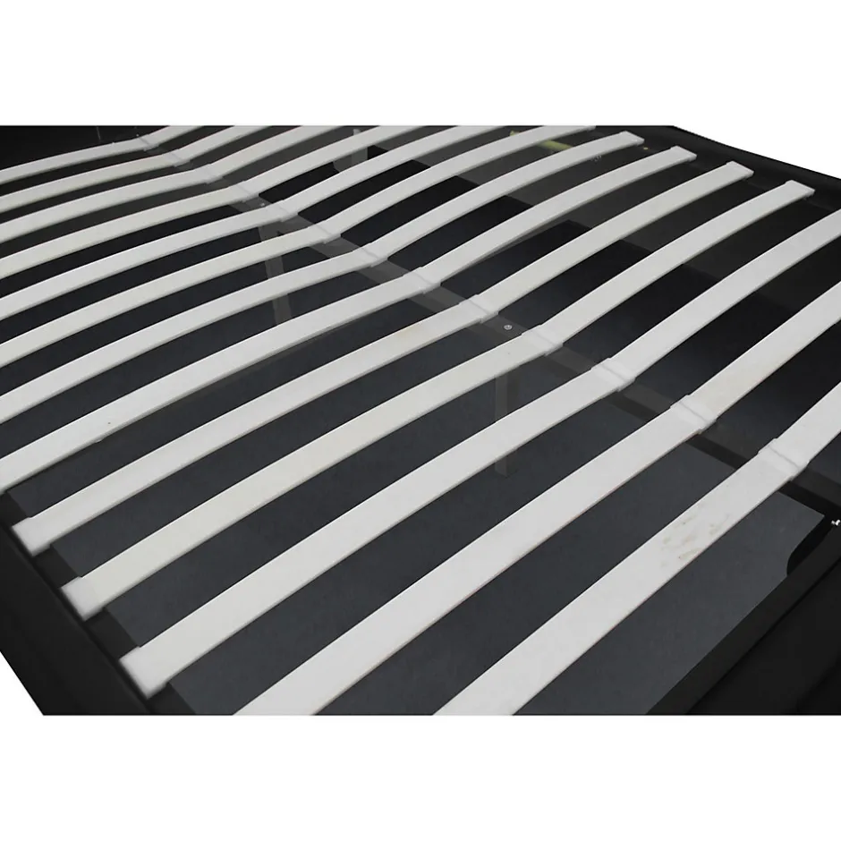Concept Usine Cadre de lit en PU noir avec rangements et LED intégrées 140x190 cm NEW YORK