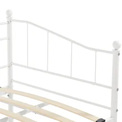 [En.Casa] Cadre de Lit Gigogne en Métal Skutskär Blanc 90x200cm en.casa