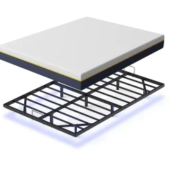 Teeno Cadre de lit métallique à LED (140 x200 cm) + ensemble matelas en mousse à mémoire de forme de 17cm d'épaisseur Clearance