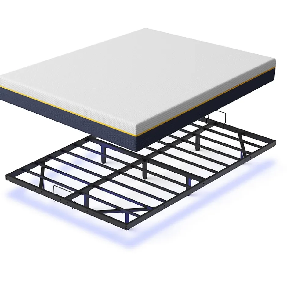Teeno Cadre de lit métallique à LED (140 x200 cm) + ensemble matelas en mousse à mémoire de forme de 17cm d'épaisseur Clearance