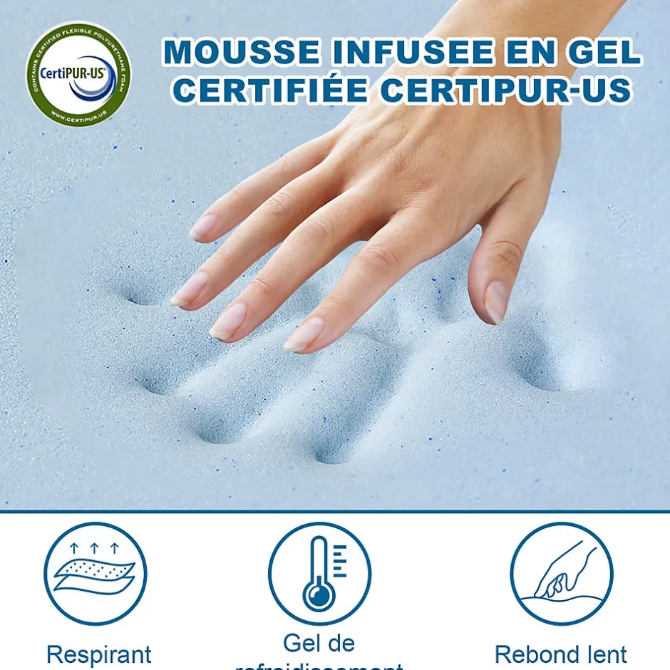 Teeno Cadre de lit métallique à LED (140 x200 cm) + ensemble matelas en mousse à mémoire de forme de 17cm d'épaisseur Clearance