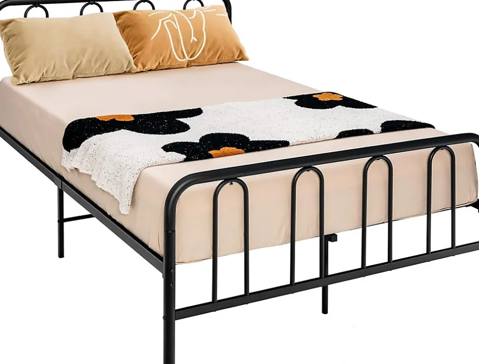Giantex Cadre de Lit Métallique 5H cm Châssis de Lit de Taille Complète Style élégante et Minimaliste Charge 300 KG