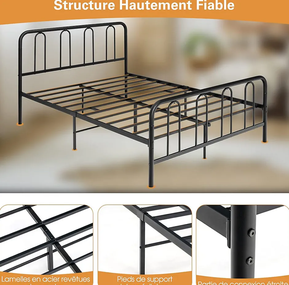 Giantex Cadre de Lit Métallique 5H cm Châssis de Lit de Taille Complète Style élégante et Minimaliste Charge 300 KG