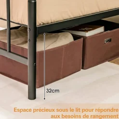 Giantex Cadre de Lit Métallique 5H cm Châssis de Lit de Taille Complète Style élégante et Minimaliste Charge 300 KG