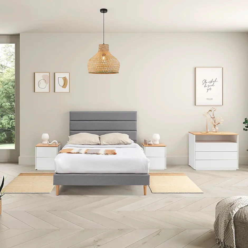 Vs Venta-Stock Cadre de lit plateforme Aroma capitonné 30 cm, 150x190 cm, Gris clair Online