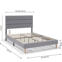 Vs Venta-Stock Cadre de lit plateforme Aroma capitonné 30 cm, 150x190 cm, Gris clair Online