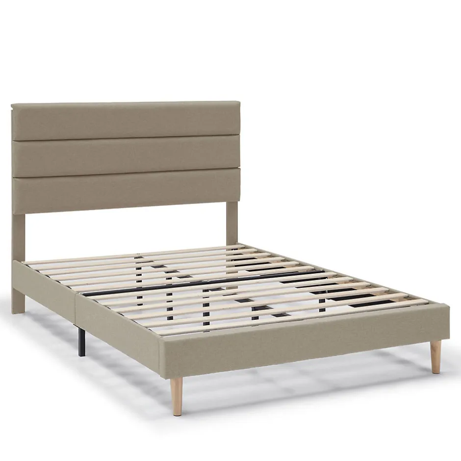 Vs Venta-Stock Cadre de lit plateforme Aroma capitonné 30 cm, 150x190 cm, Beige