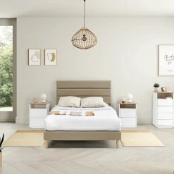 Vs Venta-Stock Cadre de lit plateforme Aroma capitonné 30 cm, 150x190 cm, Beige